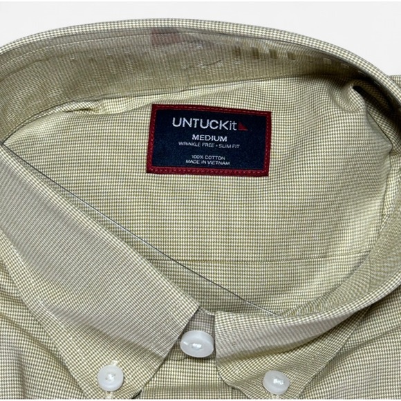 UNTUCKit Cadetto Tan Wrinkle Free Slim Fit Button Down Shirt Mens Medium - Picture 2 of 4